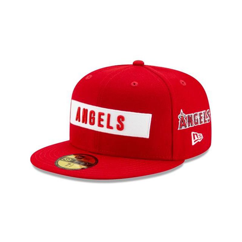 MLB Los Angeles Angels Boxed Wordmark 59Fifty Fitted (TTW3388) - Red New Era Caps